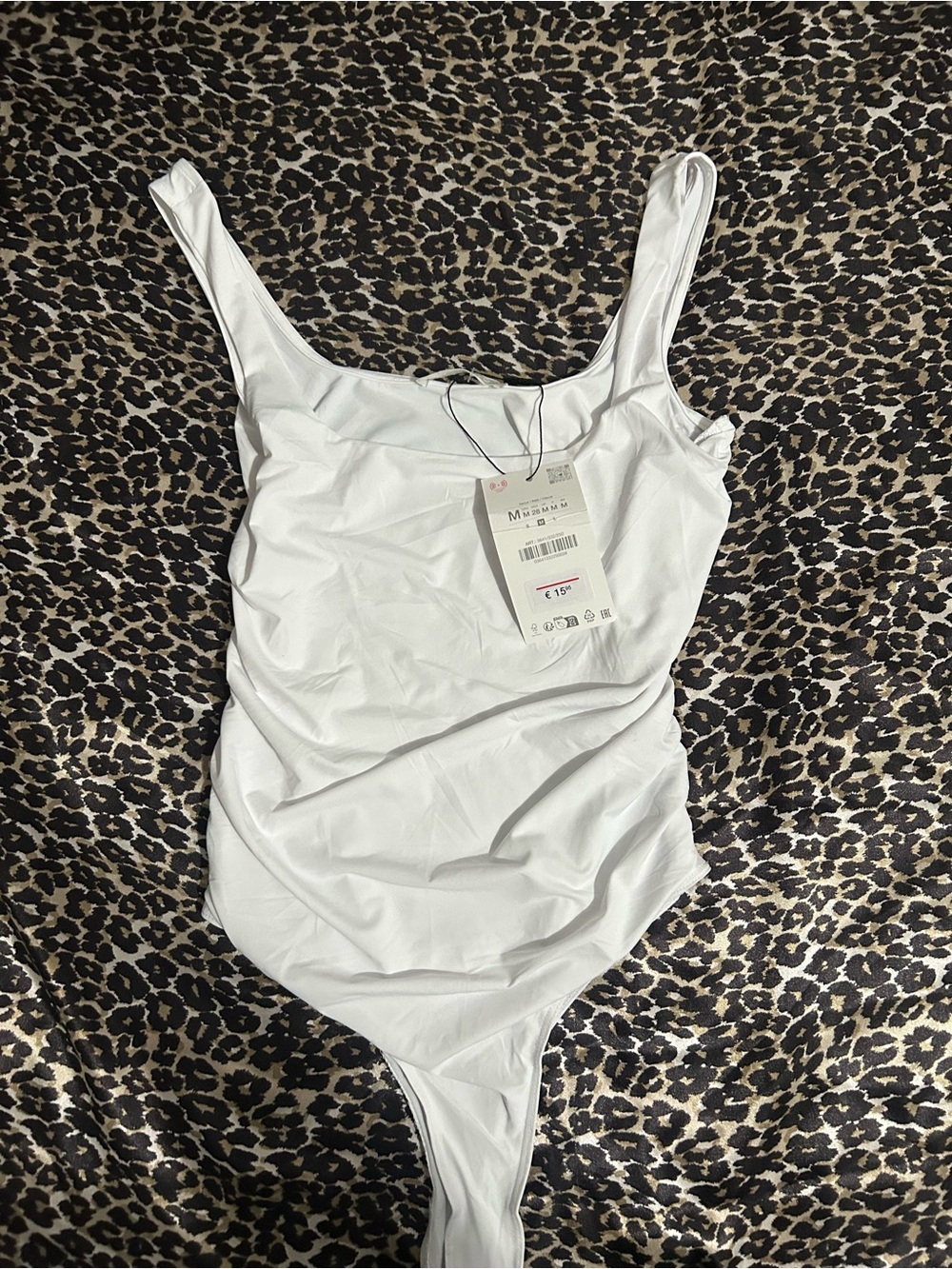 Zara White Scoop Neck Bodysuit